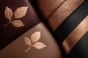 Aplicación de foil para moda y calzado sobre piel y materiales sintéticos en tonos champán y oro rosado