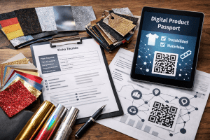 Pasaporte digital textil y calzado con muestrarios y proveedor de foils